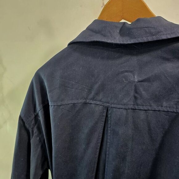 Skies Are Blue Jacket Womens XS Navy Safari Utility Chore Open Front Tencel - Picture 6 of 13